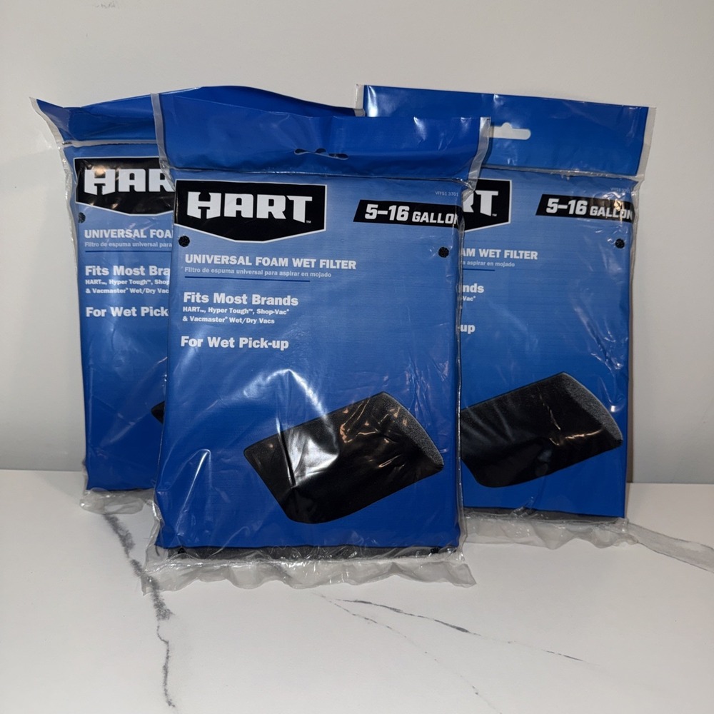Hart 5-16 Gallon Foam Wet Filter VFF51 3701 Most Shop-Vac Wet/Dry Vacuum 3 Packs